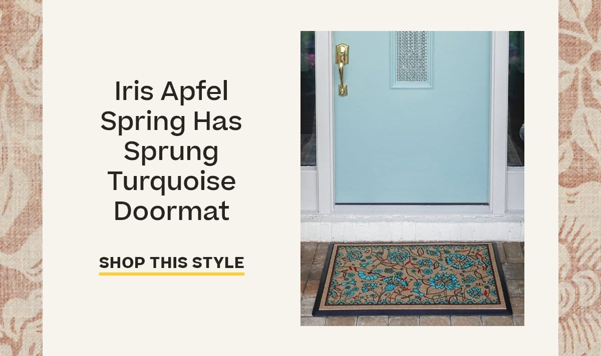 Iris Apfel Spring Has Sprung Turquoise Doormat