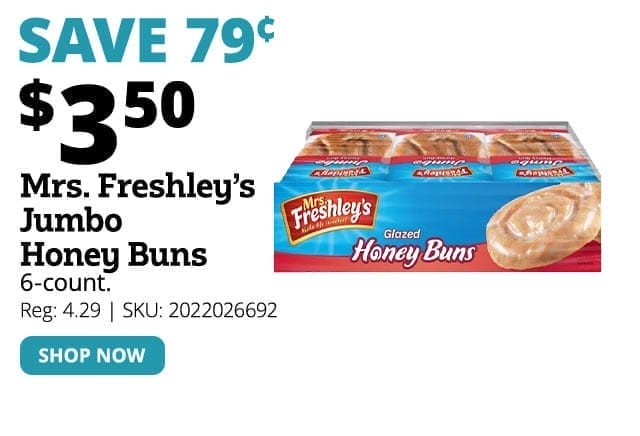 Mrs. Freshley's Jumbo Honey Buns, 6 Count