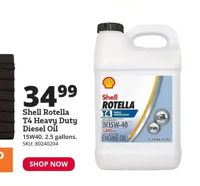 Shell Rotella T4 15W40 Heavy Duty Diesel Oil, 2.5 Gallon -550045127