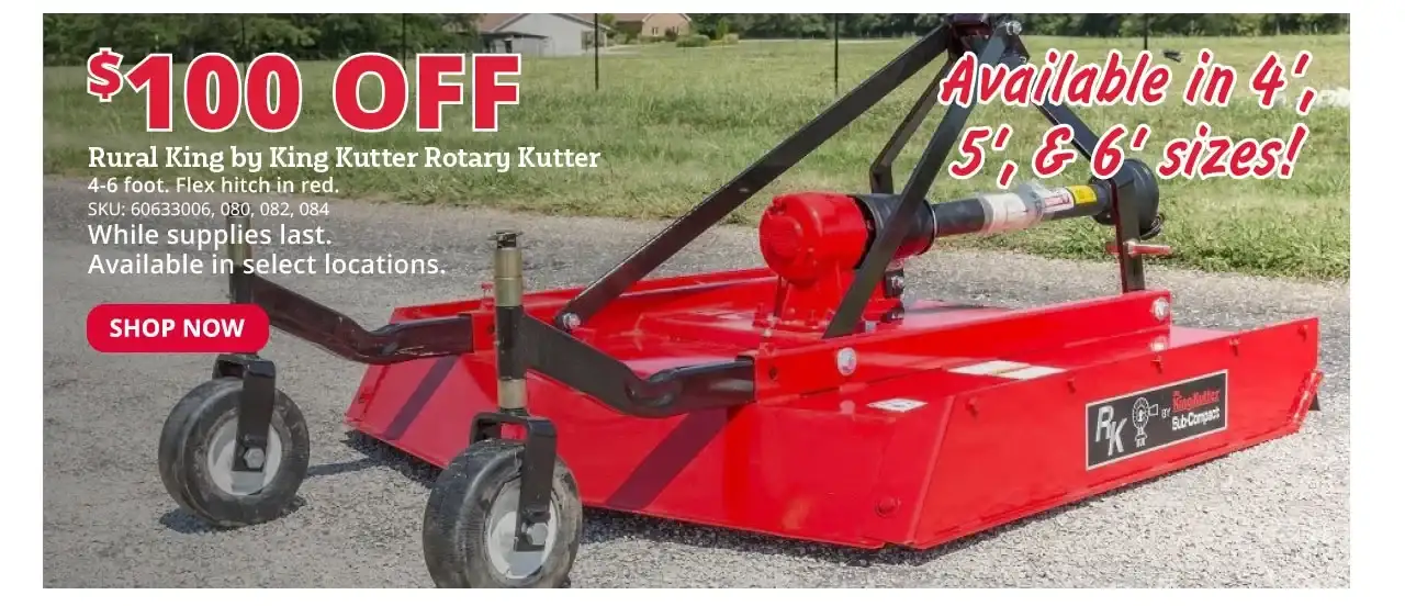 \\$100 Off Rural King by King Kutter Rotary Kutter