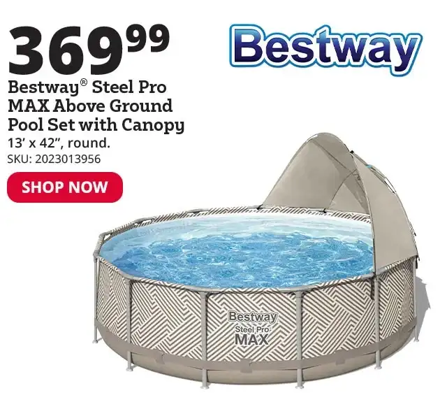 Bestway® Steel Pro MAX 13' x 42" Round Above Ground Pool Set with Canopy - 561FXE