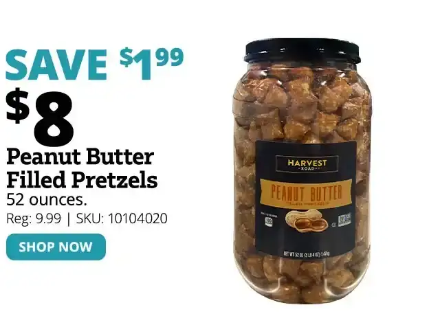 Harvest Road Peanut Butter Filled Pretzels, 52 oz.