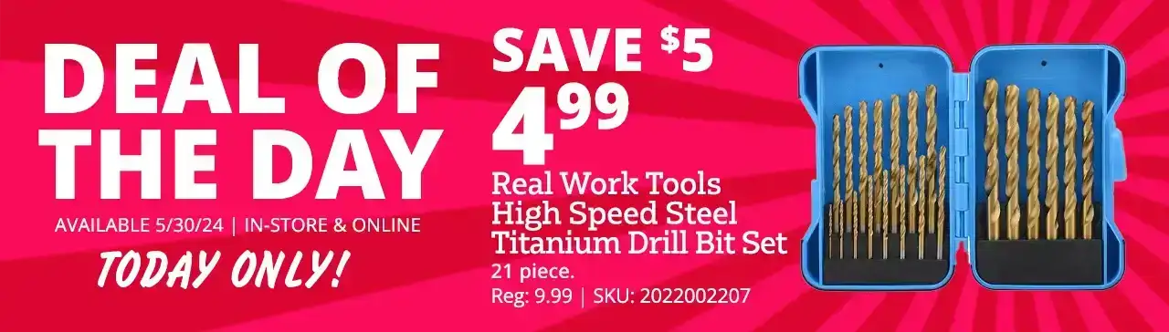 Real Work Tools™ High Speed Steel Titanium Drill Bit Set, 21 Piece - 66664