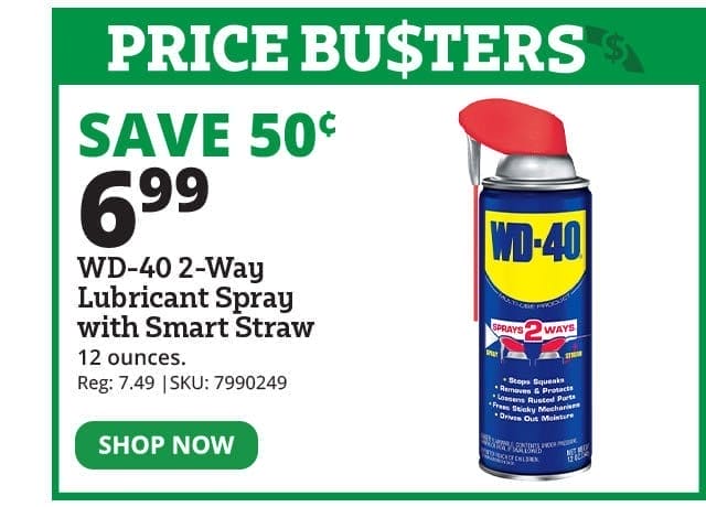 WD-40 Original Formula 2-Way Lubricant Spray with Smart Straw, 12 oz. Can - 490057