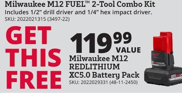 Milwaukee M12™ REDLITHIUM™ HIGH OUTPUT™ XC5.0 Battery Pack - 48-11-2450