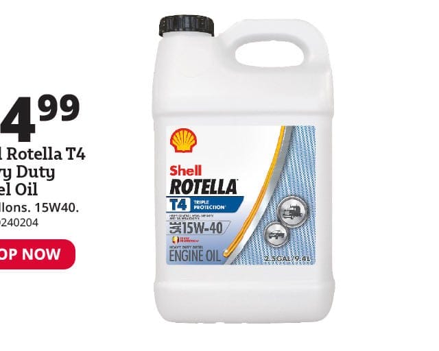 Shell Rotella T4 15W40 Heavy Duty Diesel Oil, 2.5 Gallon -550045127