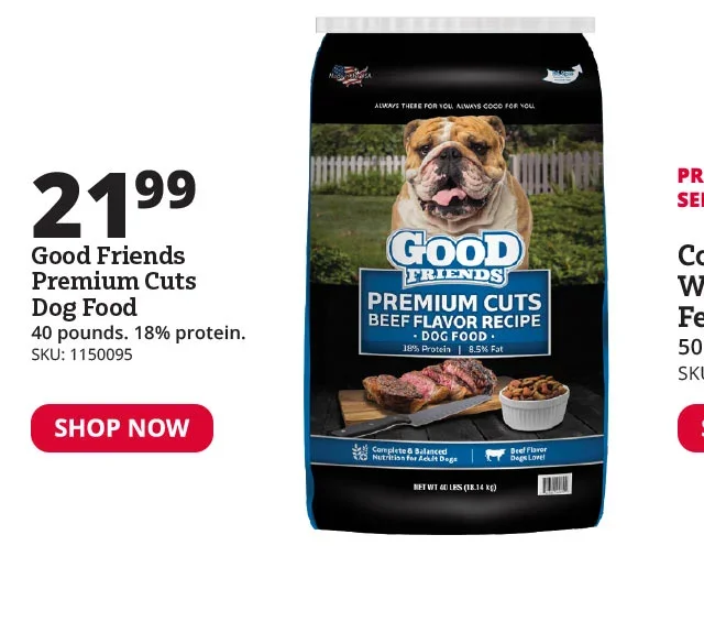 Good Friends Premium Cuts Beef Flavor Recipe Dog Food, 40 lb. Bag