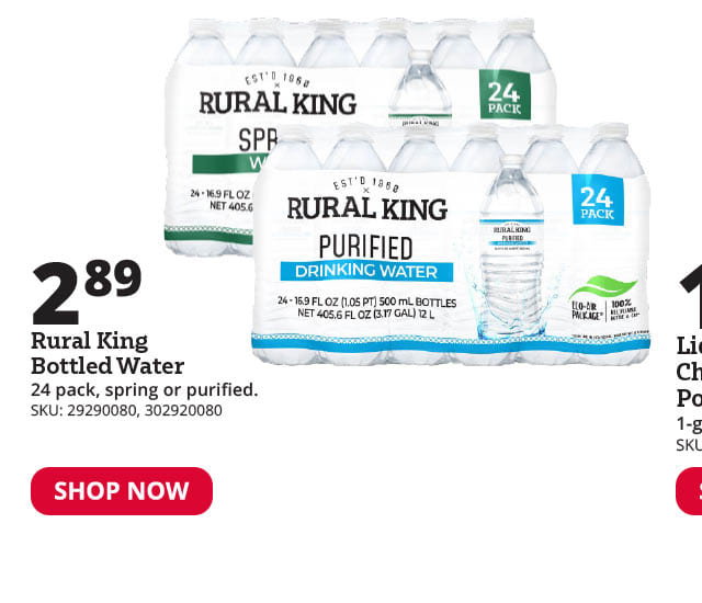 Rural King Bottled Water, 24 Pack Purified or Spring