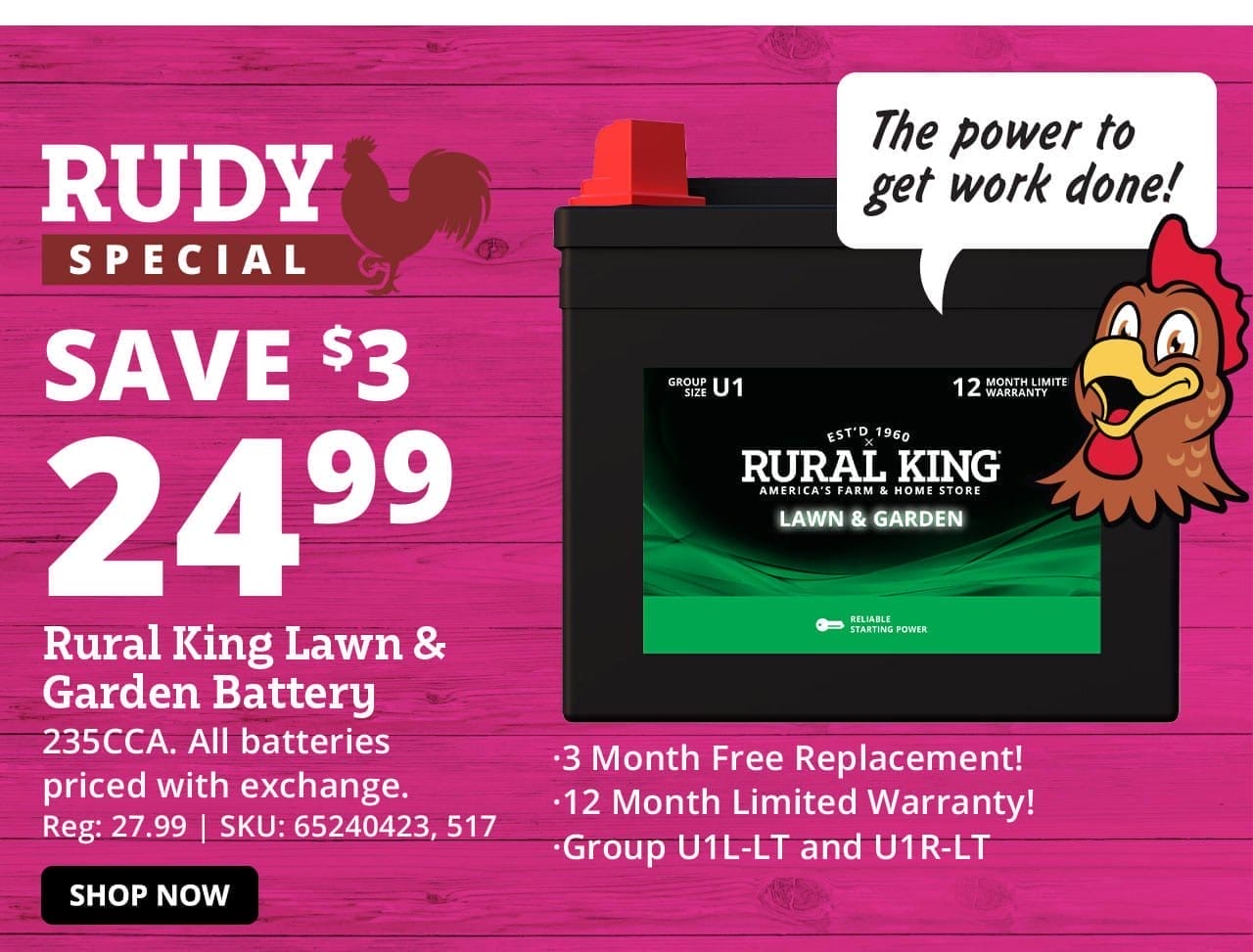 Rural King Lawn & Garden Battery