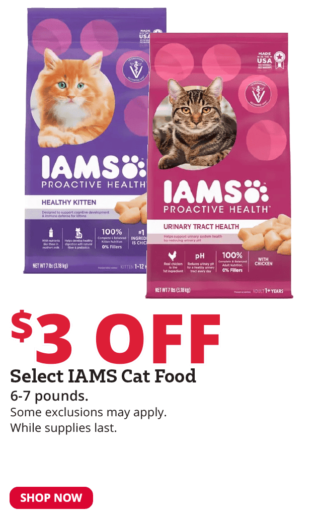 \\$3 Off Select Iams Cat Food