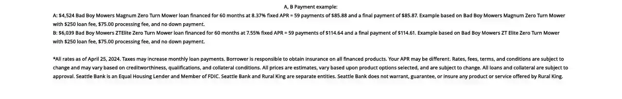 Bad Boy Mower Financing Info