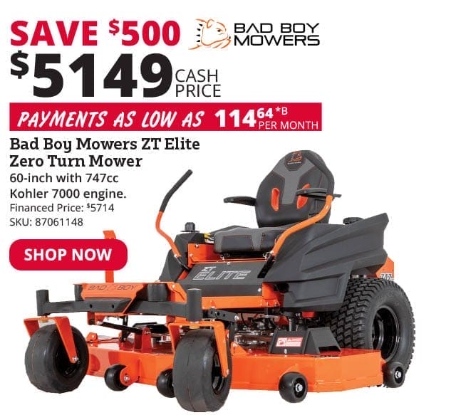 Bad Boy Mowers ZT Elite 60" Zero Turn Mower with 747cc Kohler Pro Engine - 7000BZS60KT745