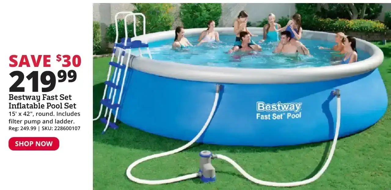 Bestway Fast Set 15’ x 42” Round Inflatable Pool Set - 57371E