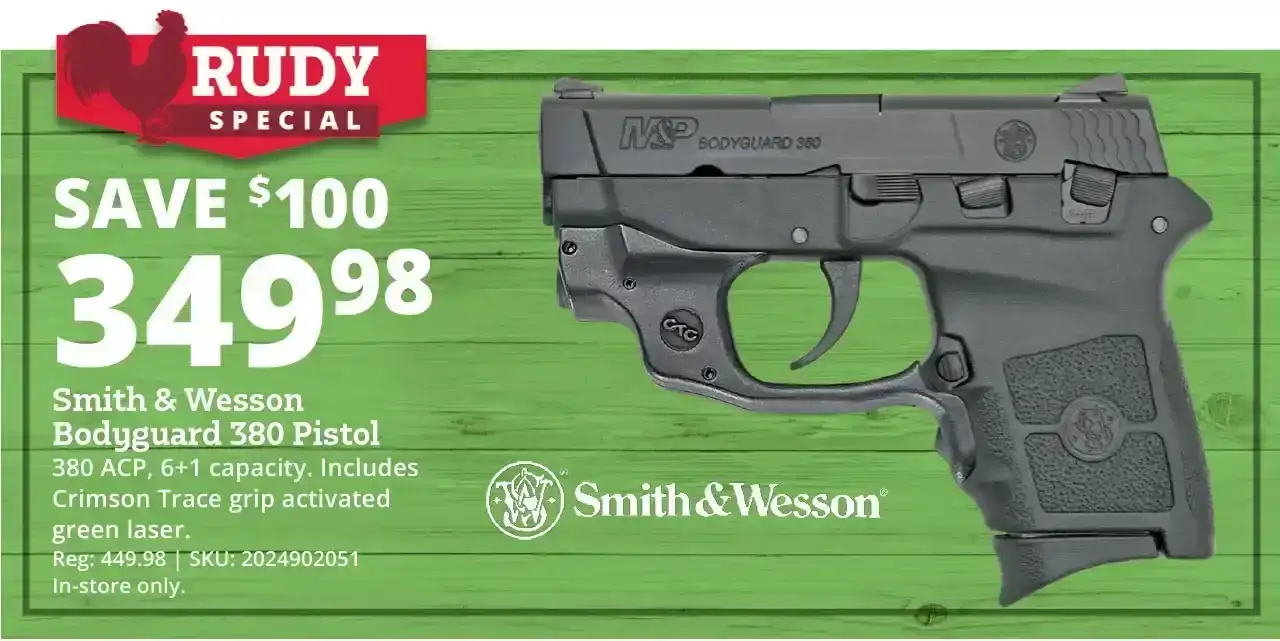 Smith & Wesson BG .380 AUTO W/ Green Laser DAO 2.75” 6+1 RD 10178