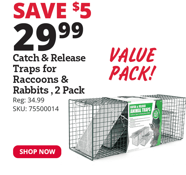 Catch & Release Traps for Raccoons & Rabbits, 2 Pack