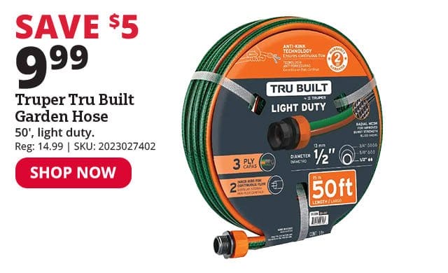 Truper Tru Built Light Duty Garden Hose, 50' - 35304