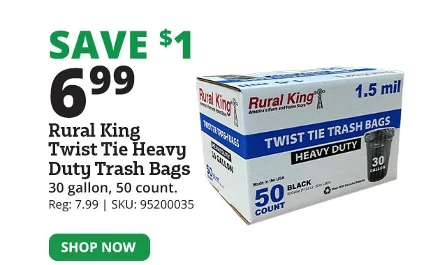 Twist Tie Heavy Duty 30 Gallon Trash Bags, 50 Count