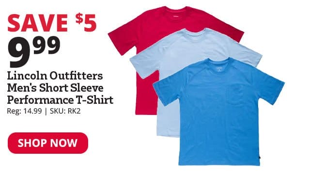 Lincoln Outfitters Men's Short Sleeve Performance T-Shirt - RK2