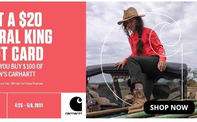 Get a \\$20 Rural King Gift Card When You Buy \\$100 Worth of Women's Carhartt