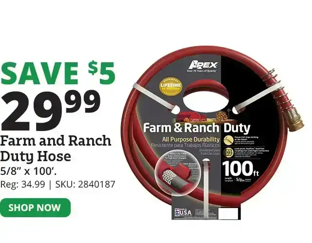 Apex 5/8" x 100' Farm and Ranch Duty Hose - 889 100