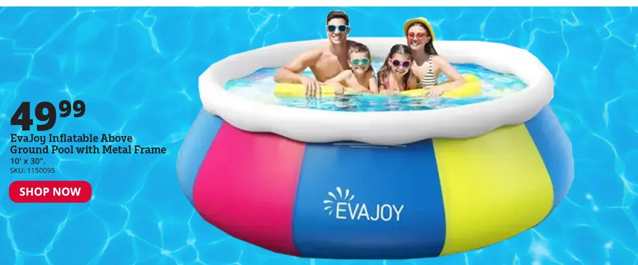 EvaJoy Inflatable Above Ground Pool with Metal Frame 10' x 30" - 89011