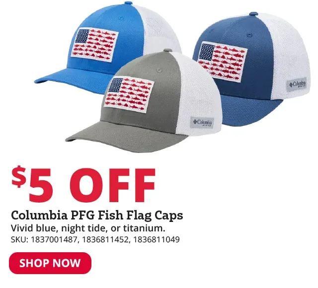 \\$5 Off Columbia PFG Fish Flag Caps