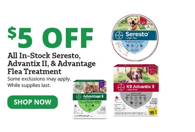 \\$5 Off All In-Stock Seresto, Advantix II, Advantage Flea Treatment