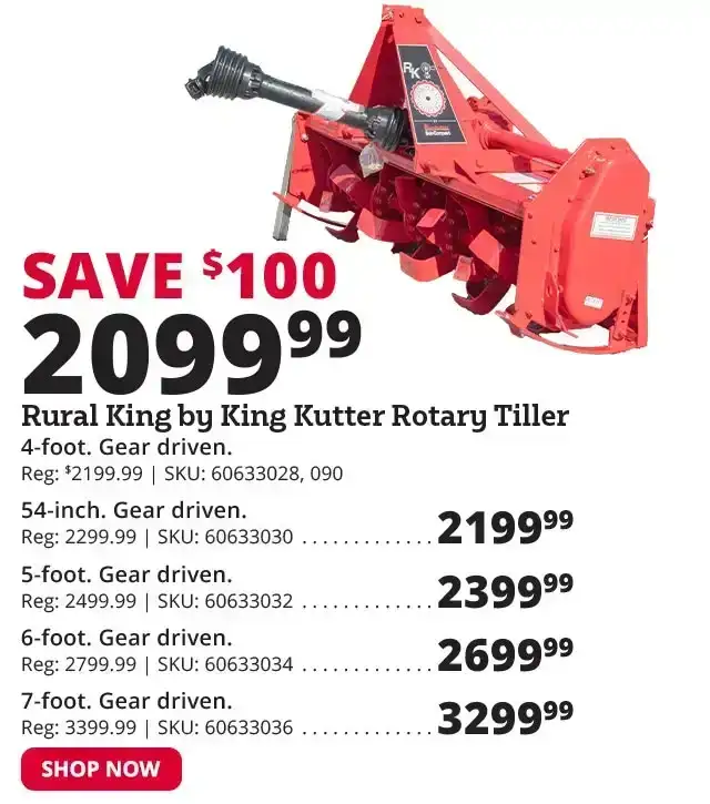 RK by King Kutter Gear Driven Tiller, Red