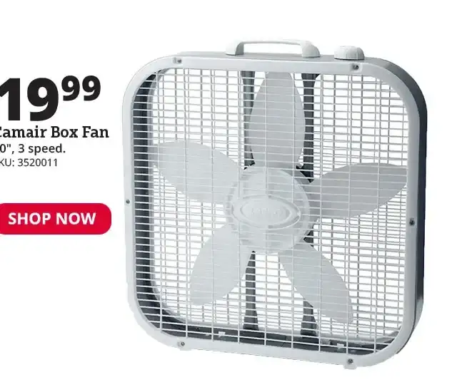 Camair 20" 3 Speed Box Fan - CZ200A