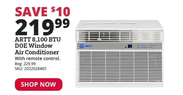 ARTT 8,100 BTU DOE Remote Controlled Window Air Conditioner - RTWR08XCA