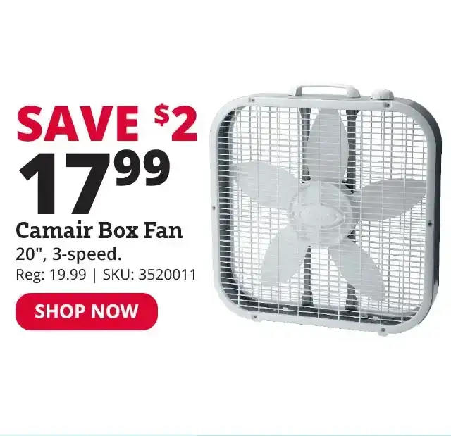 Camair 20" 3 Speed Box Fan - CZ200A