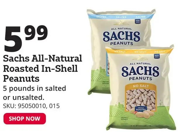 Sachs All-Natural Roasted In-Shell Peanuts