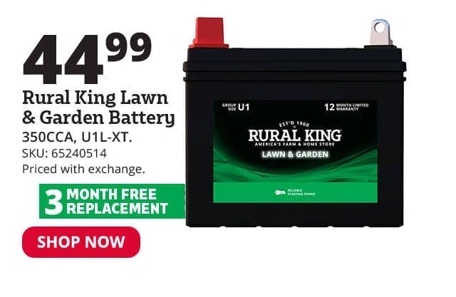 Rural King Lawn and Garden Battery - U1L-XT