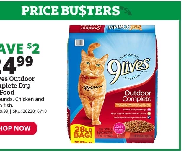 9Lives Outdoor Complete Chicken & Ocean Fish Dry Cat Food, 28 lb. Bag