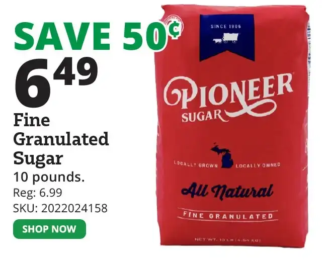 Pioneer Sugar Fine Granulated Sugar, 10 lb. Bag