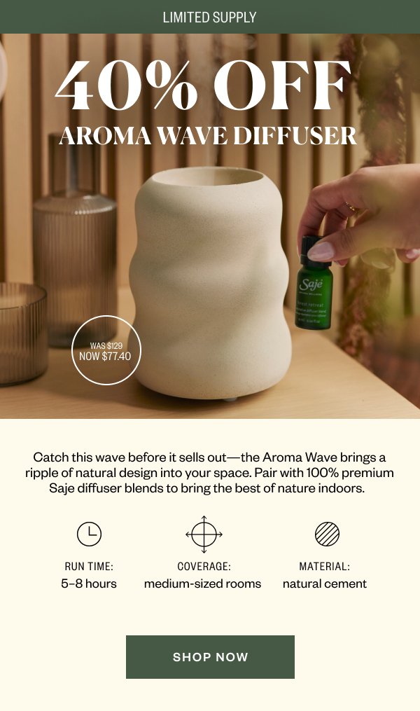 40% off Aroma Wave Diffuser