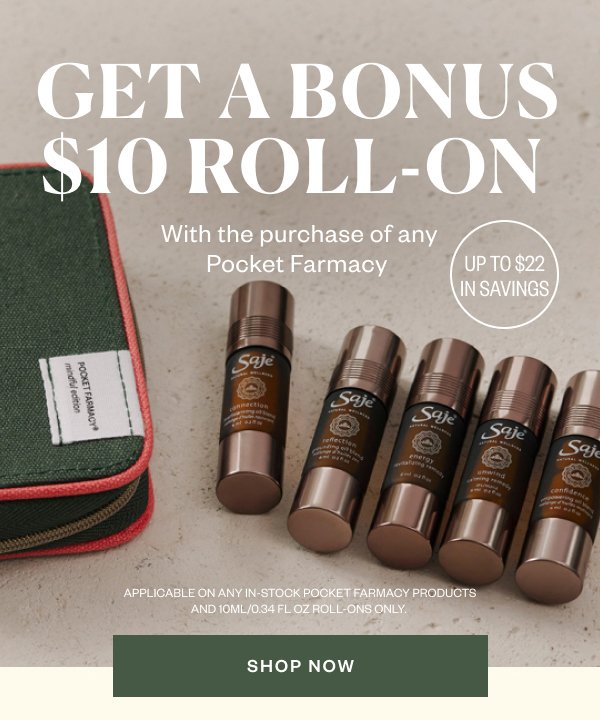 Get a bonus \\$10 roll-on with the purchase of any Pocket Farmacy. Shop now.