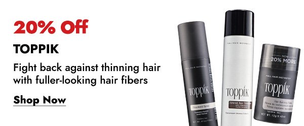 20% OFF TOPPIK FIGHT BACK AGAINST THINNING HAIR WITH FULLER-LOOKING HAIR FIBERS - SHOP NOW