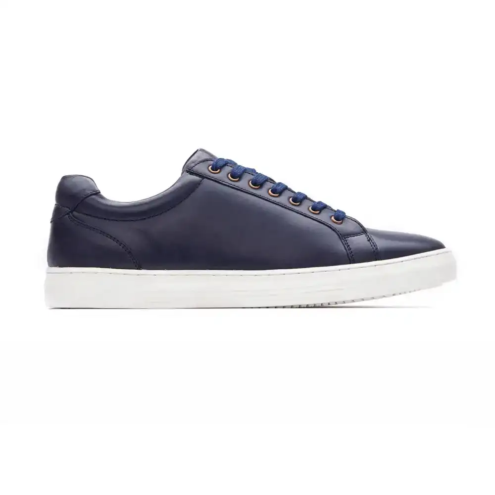 Image of Leather Trainer - Navy