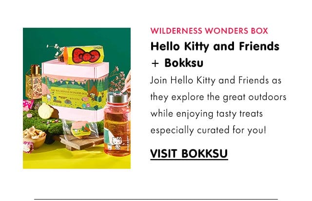 Wilderness Wonders Box\xa0| Hello Kitty and Friends + Bokksu | Join Hello Kitty and Friends as they explore the great outdoors while enjoying tasty treats especially curated for you!\xa0| VISIT BOKKSU