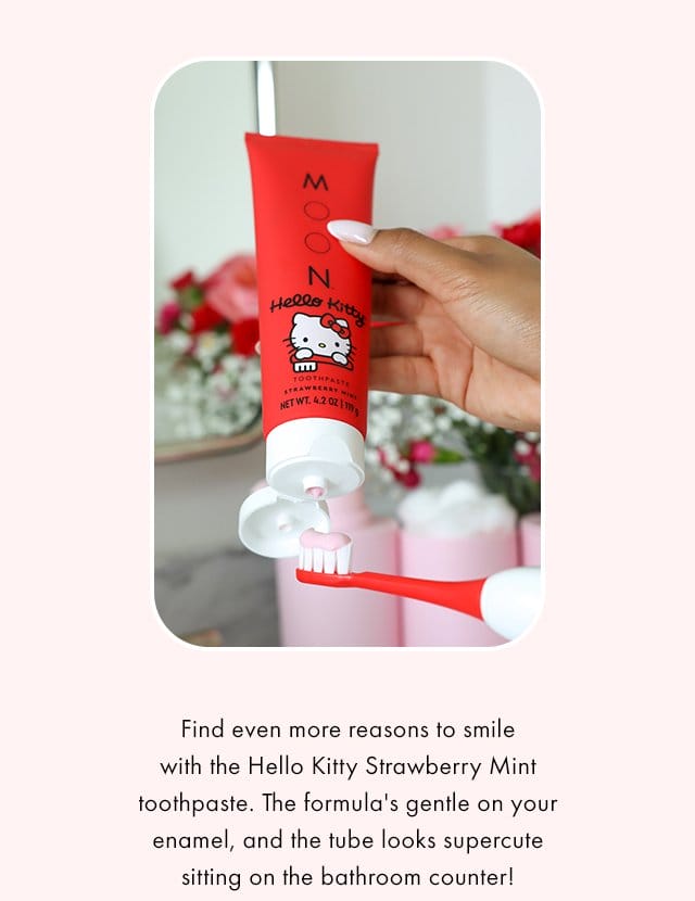 Find even more reasons to smile with the Hello Kitty Strawberry Mint toothpaste. The formula's gentle on your enamel, and the tube looks supercute sitting on the bathroom counter!