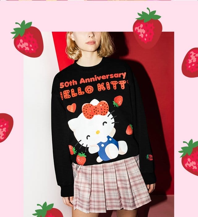 Image of Hello Kitty x Dumbgood Black Sweatshirt (50th Anniv.)