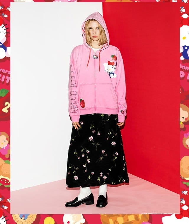 Image of Hello Kitty x Dumbgood Zip Up Hoodie (50th Anniv.)