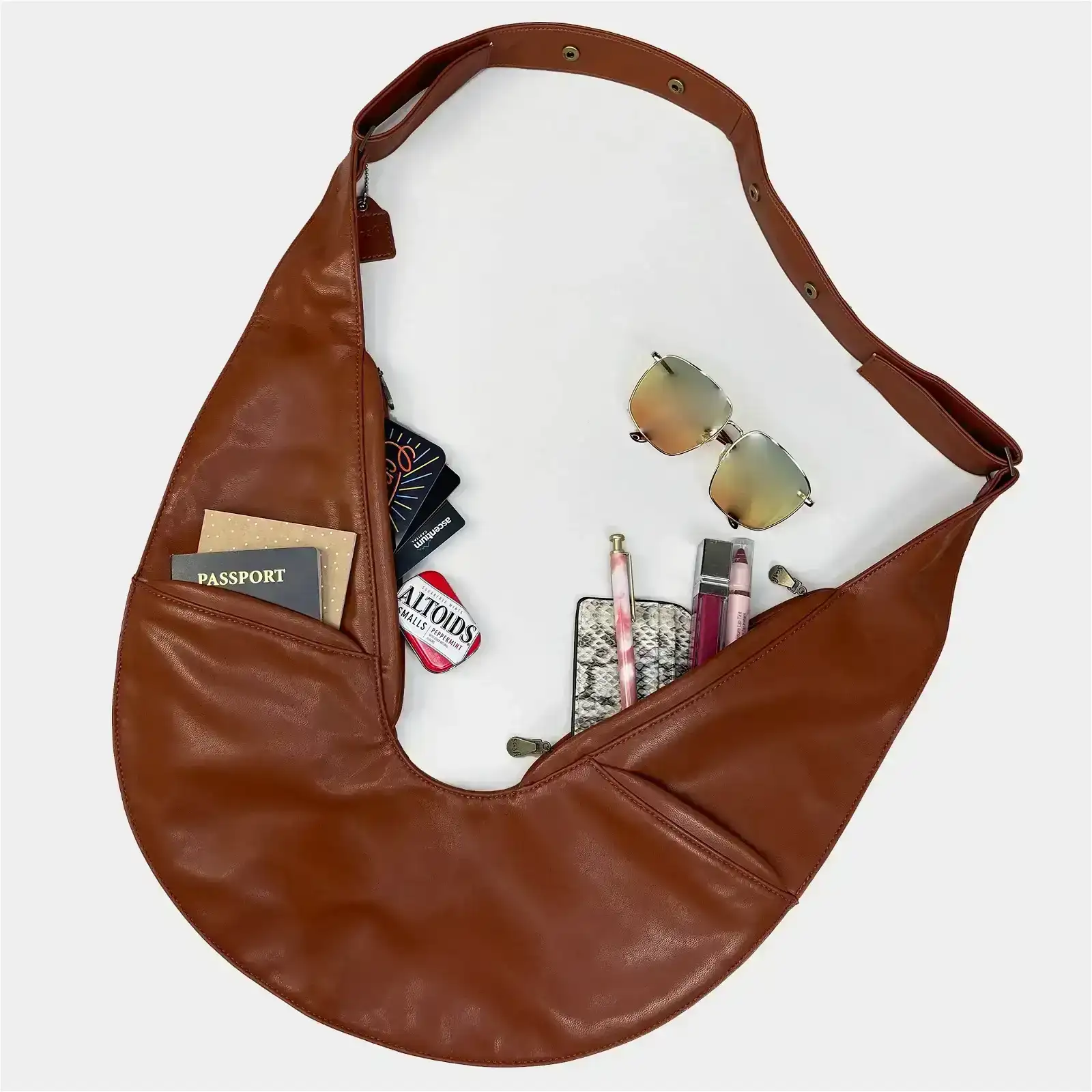 Image of Brown Faux Leather Sash Bag