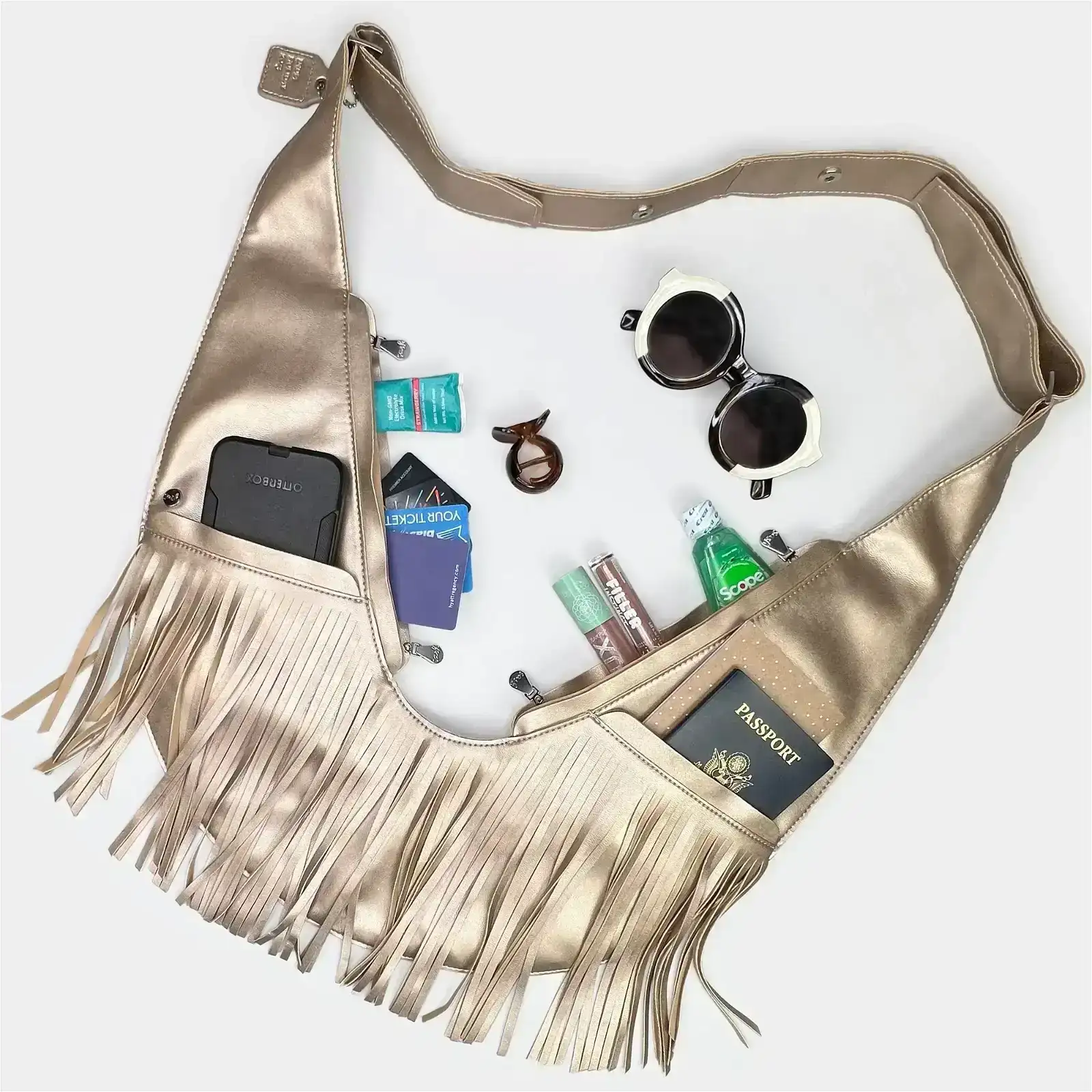 Image of 24K Faux Leather Fringe Sash Bag