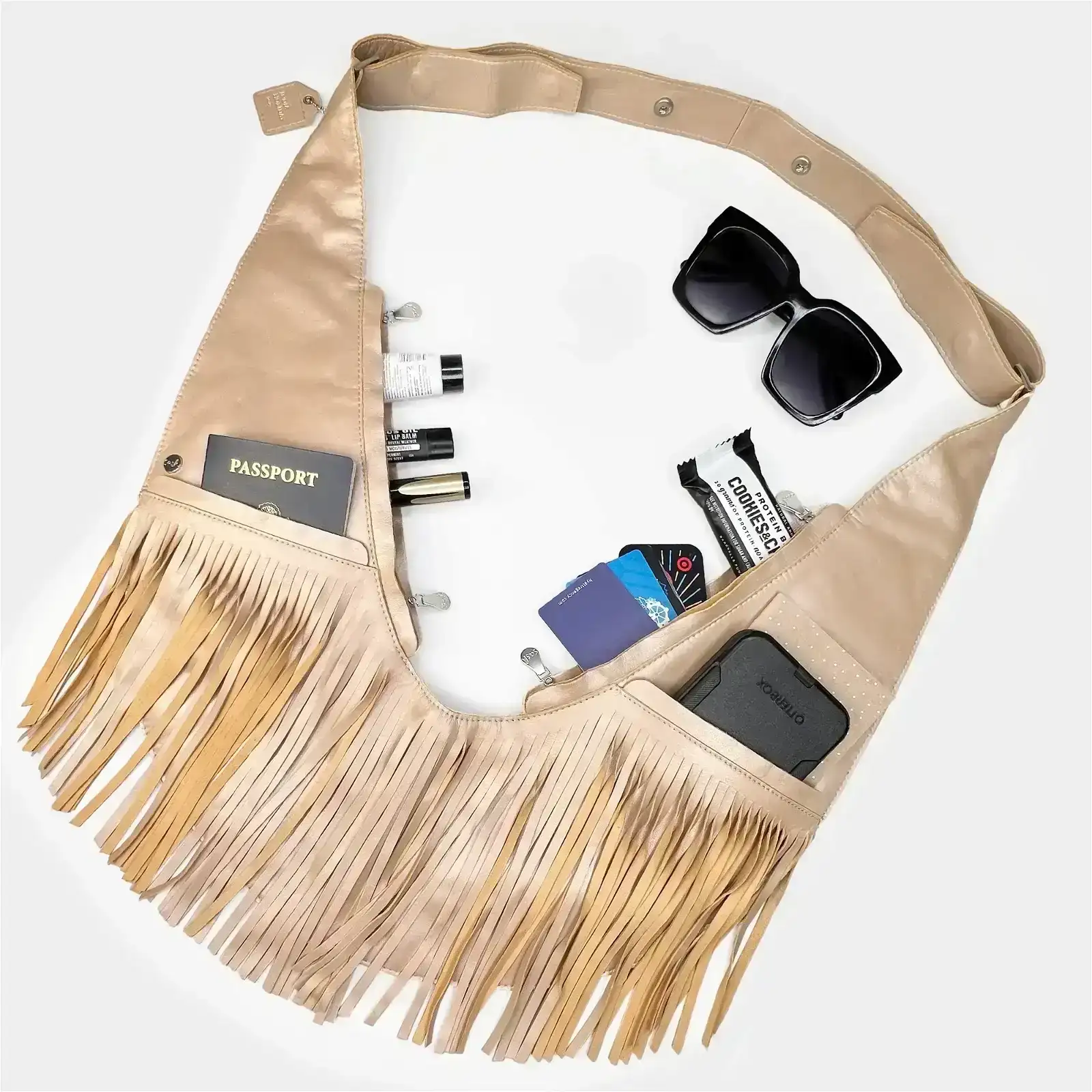 Image of 24K Leather Fringe Sash Bag