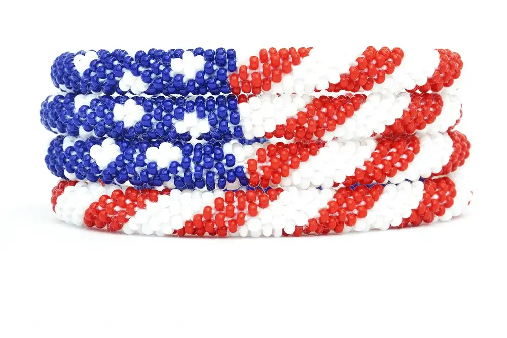 Image of USA Flag Bracelet | Glass Bead Bracelet