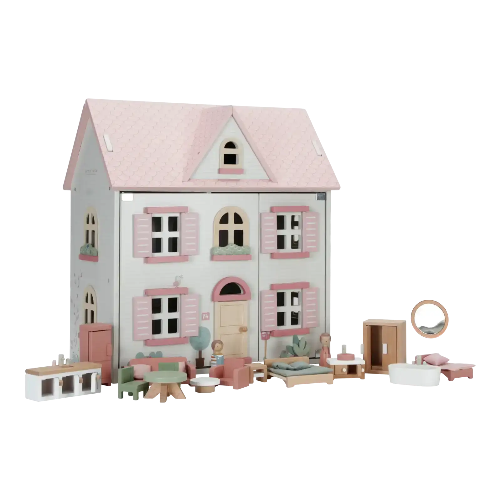 Image of Little Dutch Pink Medium Dolls House With Furniture