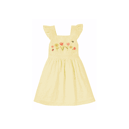 Frugi Jasmine Dress - Dandelion Seersucker / Flowers