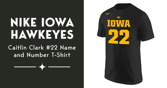 Shop Nike Iowa Hawkeyes Caitlin Clark #22 Name and Number T-Shirt